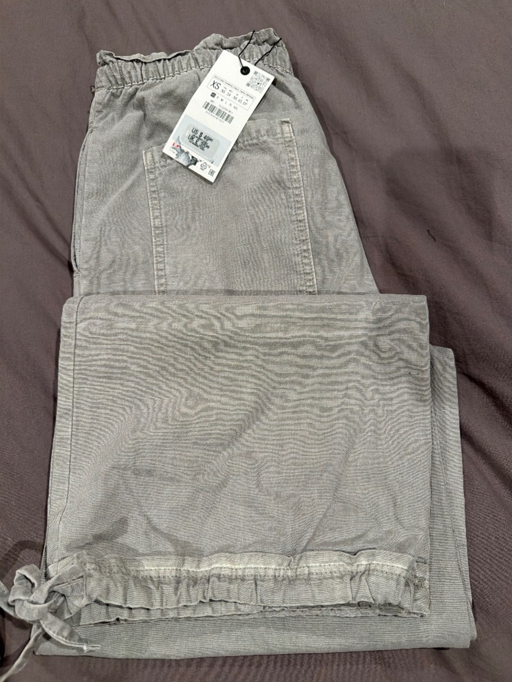 NWT Zara High-Waisted Utility Pants | Light Gray | XS